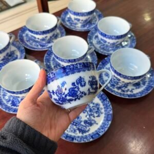Juego de 8 dúos de té porcelana tsuji old blue