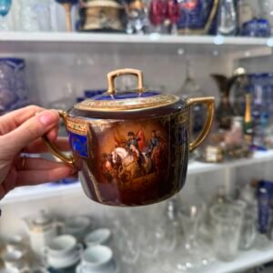 Azucarera porcelana checoslovaca con escena napoleónica o militar