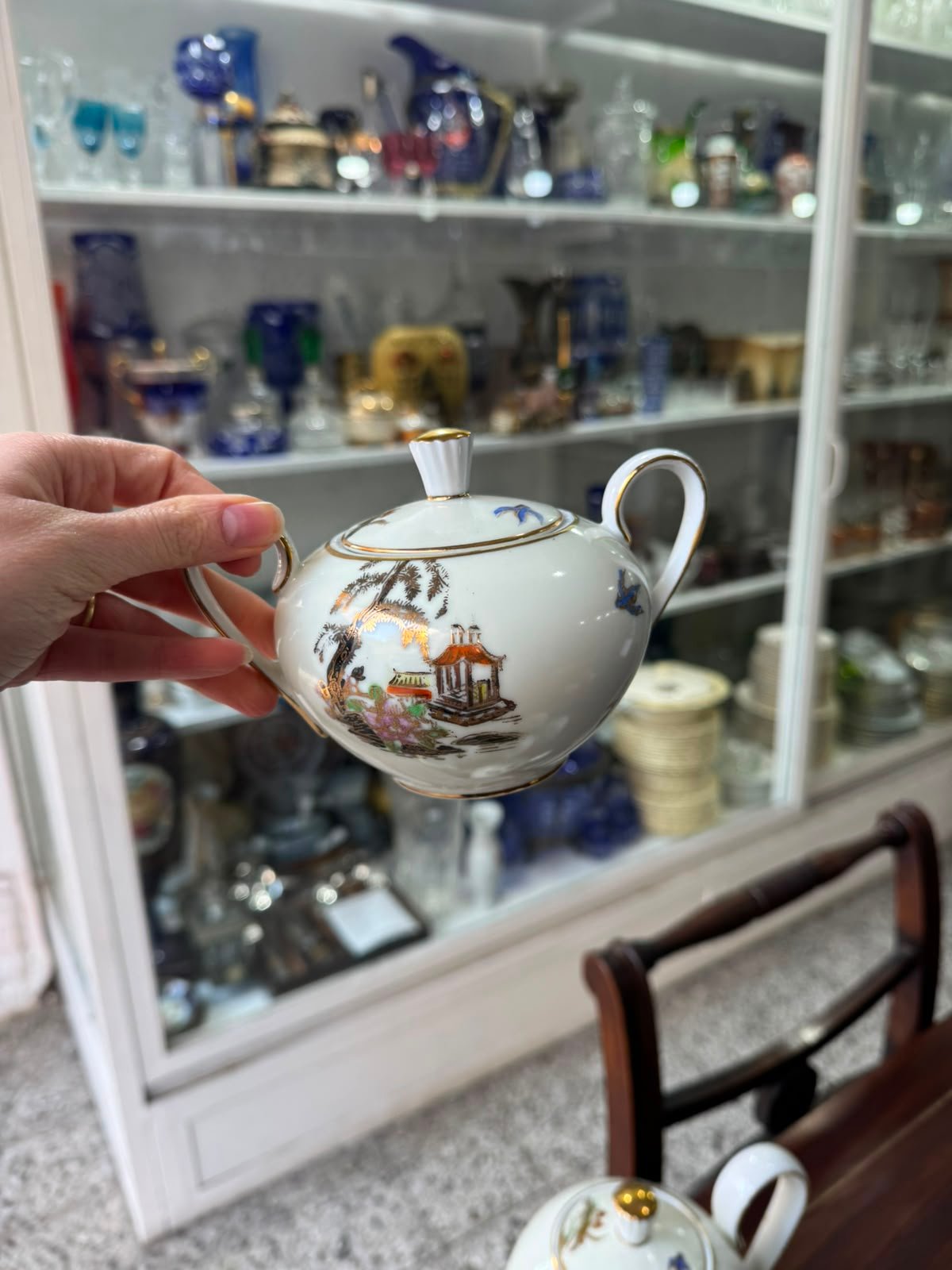 Juego de té porcelana tsuji diseño oriental pintado a mano con oro - Imagen 10
