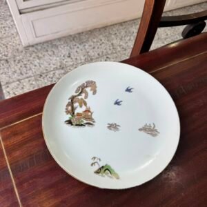 Fuente redonda o plato de torta porcelana tsuji pintado a mano