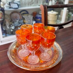 Juego de 6 copas con fuente carnival glass