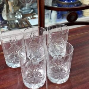 Set de 5 vasos de cristal súper tallados