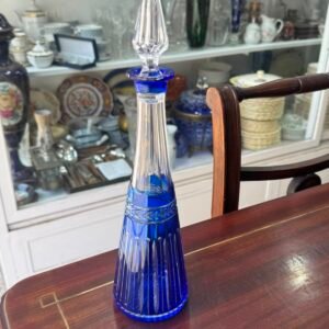 Exquisito botellón de cristal súper tallado azul estilo BACCARAT