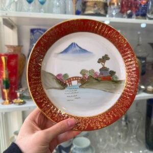 Plato porcelana tsuji pintado a mano con oro