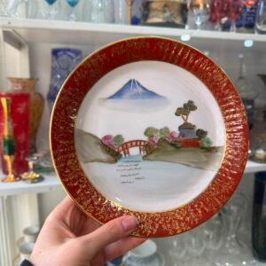 Plato porcelana tsuji pintado a mano con oro