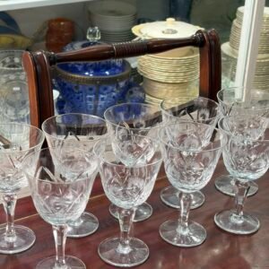 Juego de 9 copas de cristal súper tallado