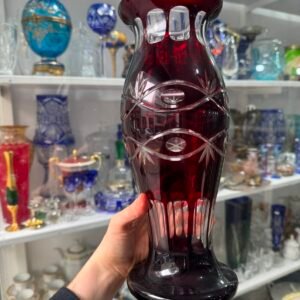 Gran florero rubi cristal checoslovaco