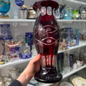 Gran florero rubi cristal checoslovaco