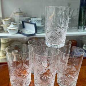 Juego de 6 vasos de cristal súper tallado