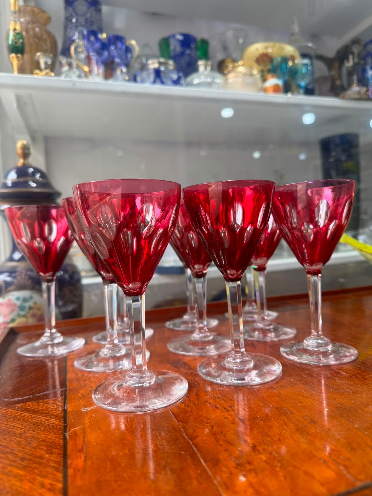 Exquisito juego de 10 copas de cristal rubi estilo estilo VAL SAINT LAMBERT - Imagen 5