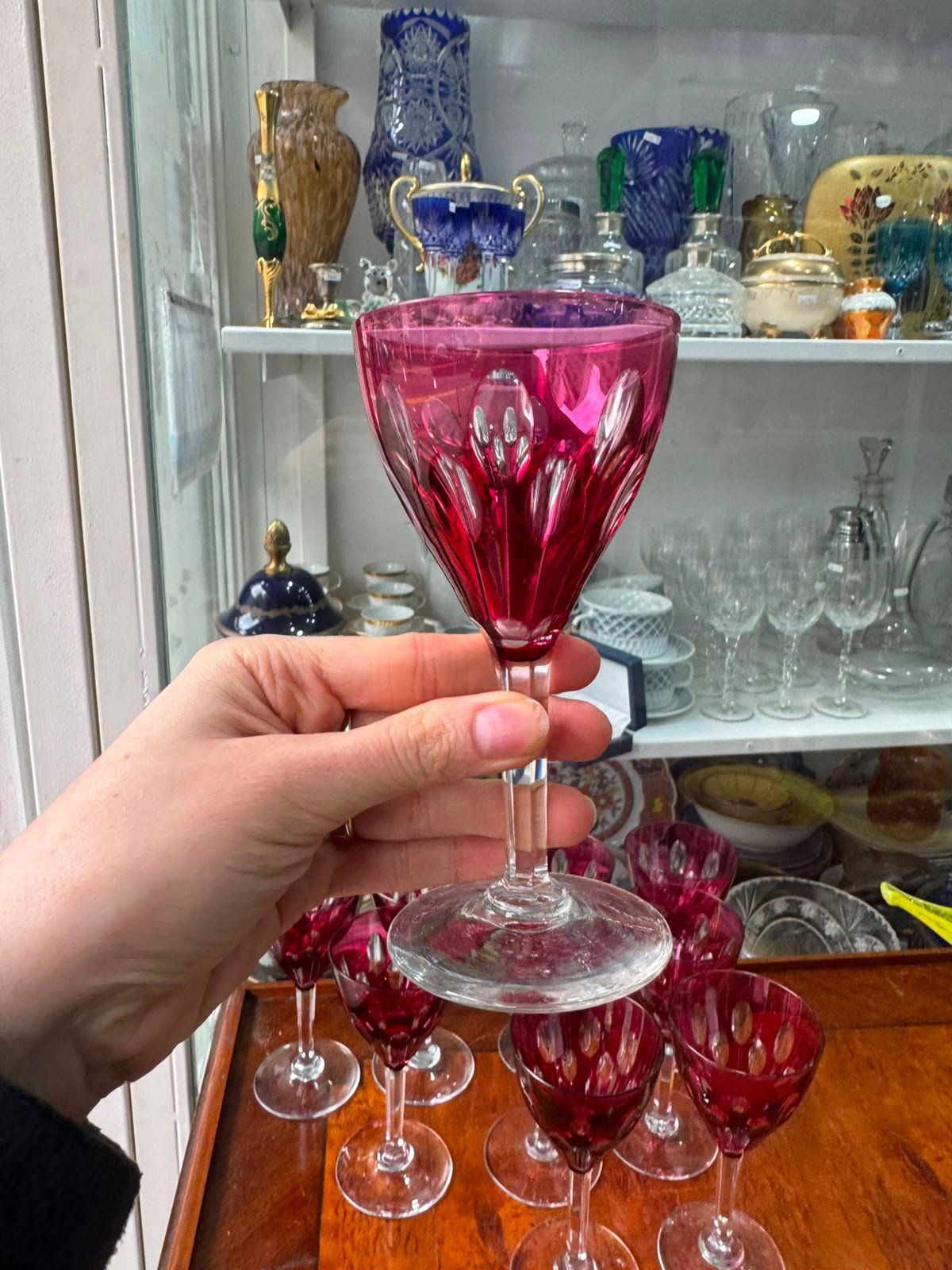 Exquisito juego de 10 copas de cristal rubi estilo estilo VAL SAINT LAMBERT - Imagen 4
