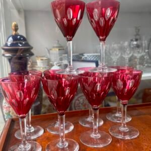 Exquisito juego de 10 copas de cristal rubi estilo estilo VAL SAINT LAMBERT