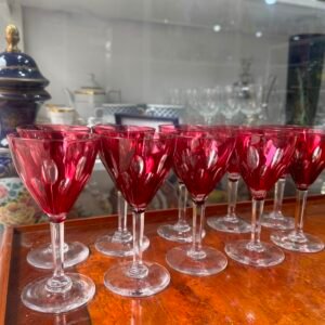 Exquisito juego de 10 copas de cristal rubi estilo estilo VAL SAINT LAMBERT
