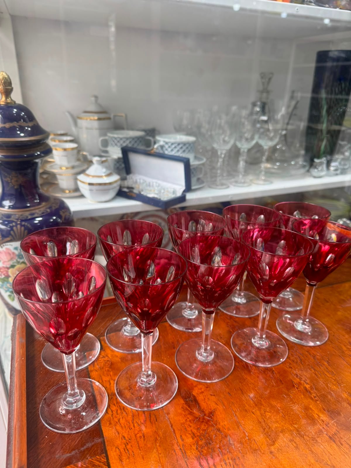 Exquisito juego de 10 copas de cristal rubi estilo estilo VAL SAINT LAMBERT - Imagen 6