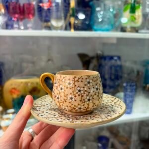 Dúo de café oriental pintado a mano