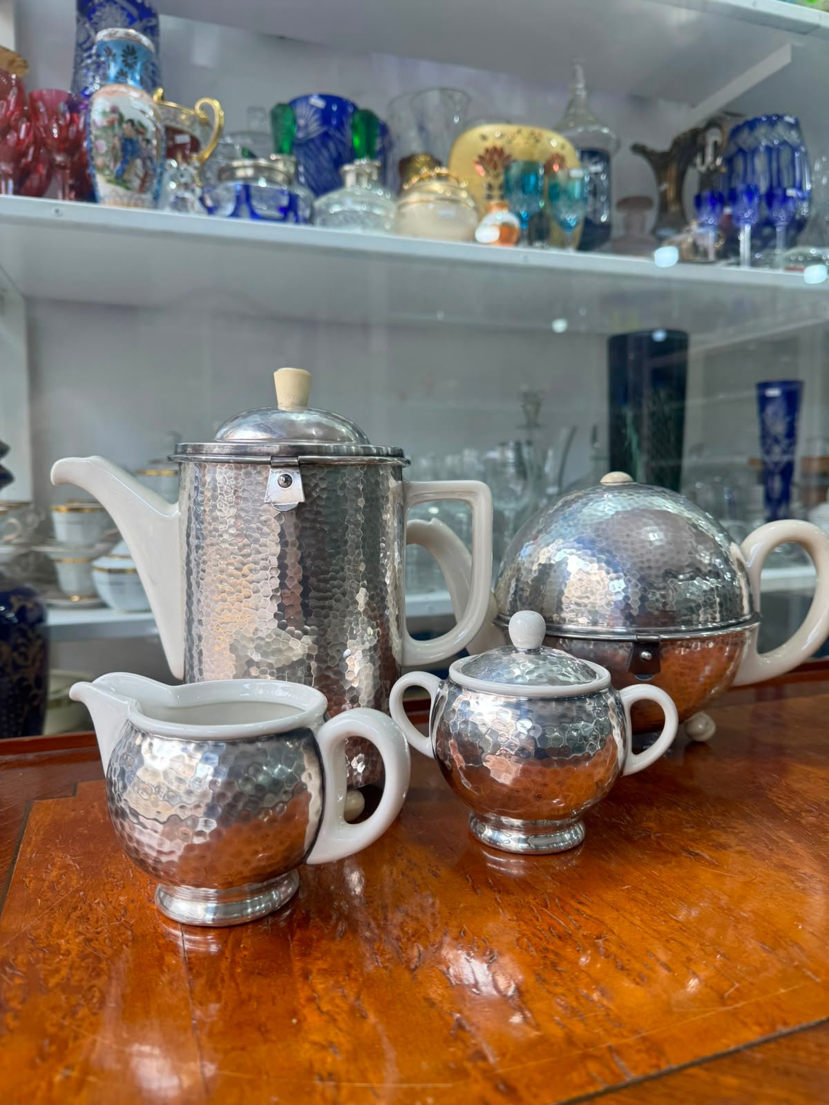 Servicio de té y café WMF aleman platería con porcelana - Imagen 9