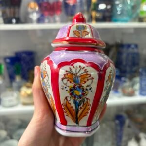 Potiche rosa pintado a mano