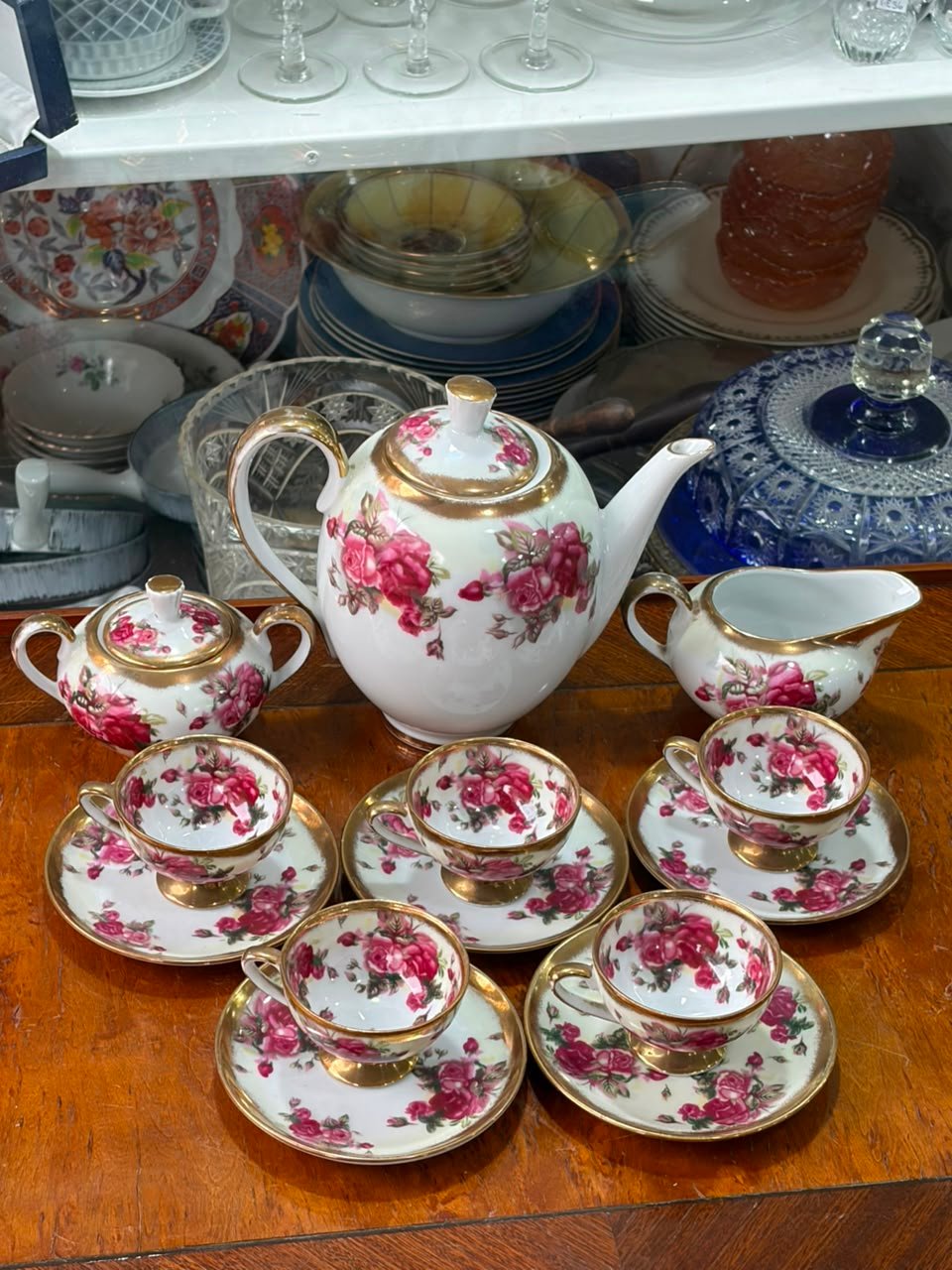 Juego de café porcelana tsuji pintado a mano con oro - Imagen 4