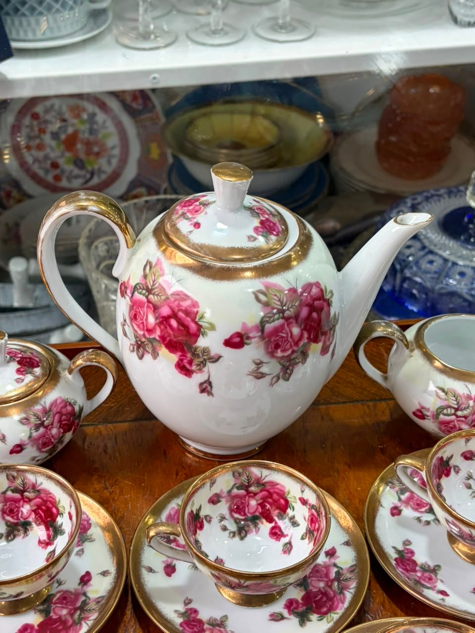 Juego de café porcelana tsuji pintado a mano con oro - Imagen 5