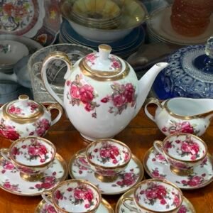 Juego de café porcelana tsuji pintado a mano con oro