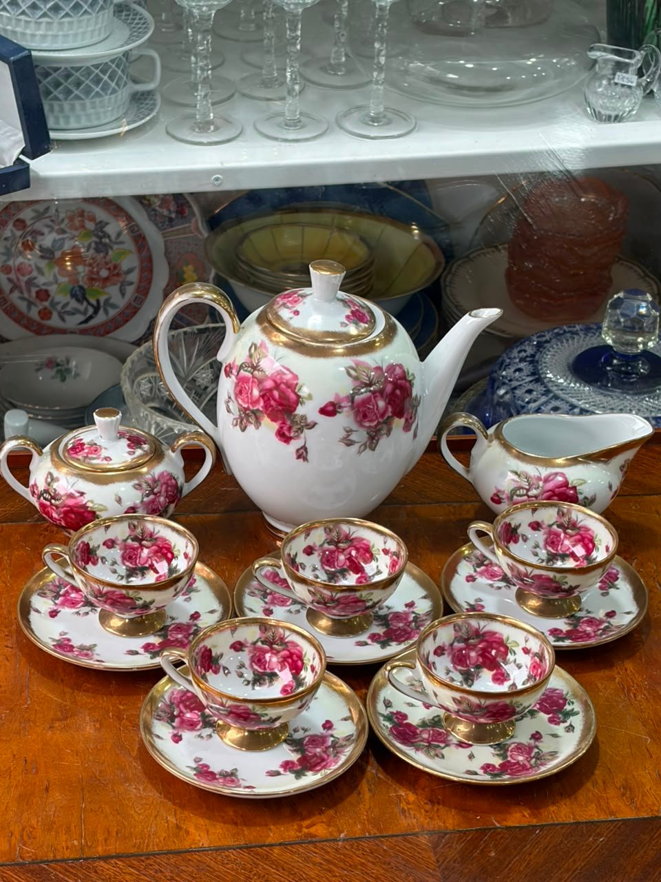 Juego de café porcelana tsuji pintado a mano con oro - Imagen 6
