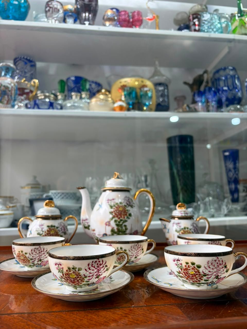 Juego de café porcelana oriental pintado a mano con oro - Imagen 9