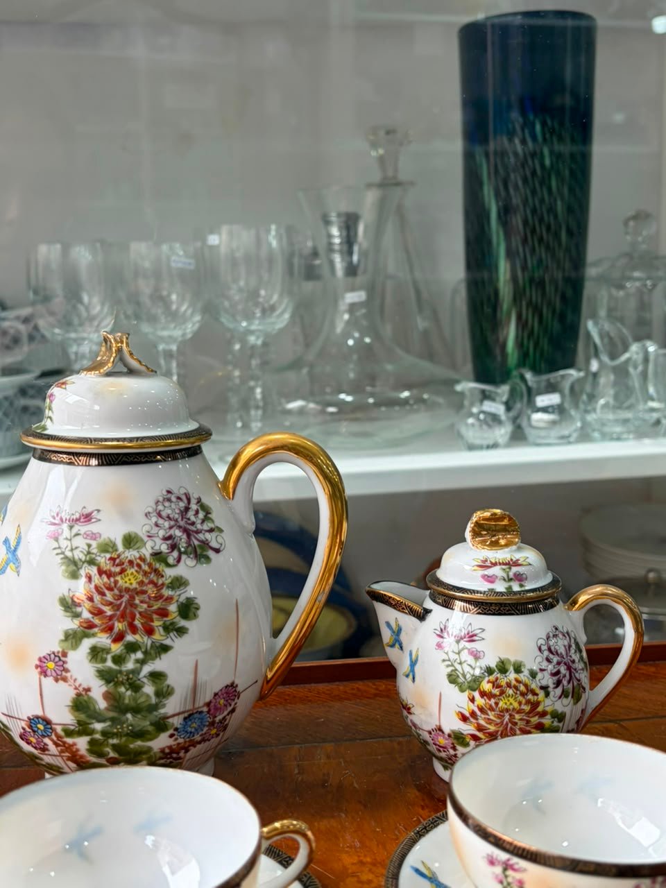 Juego de café porcelana oriental pintado a mano con oro - Imagen 6