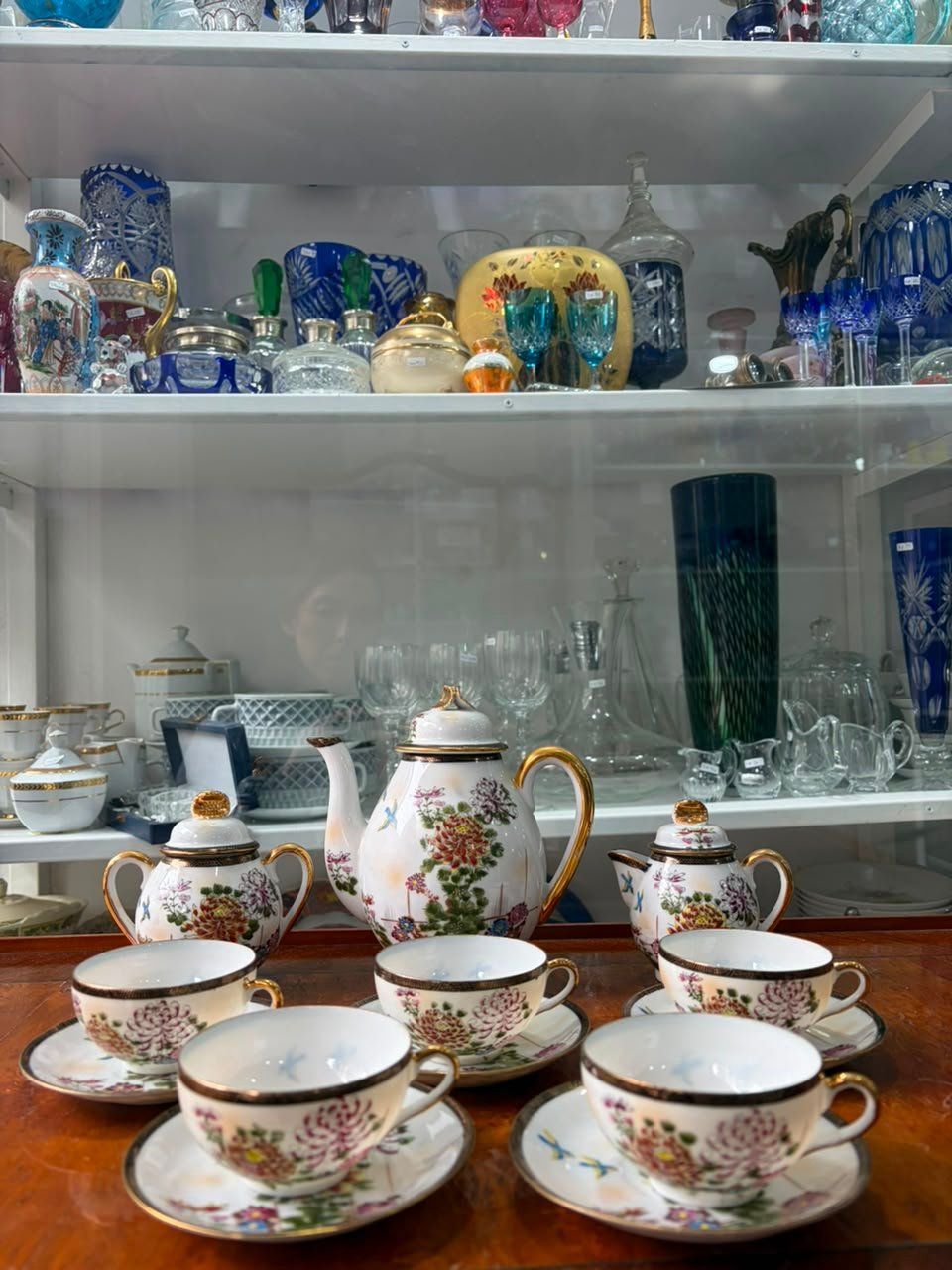 Juego de café porcelana oriental pintado a mano con oro - Imagen 5