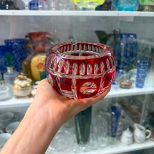 Cenicero de cristal súper tallado rubi