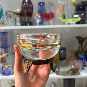 Cenicero de cristal con dorado con monturas de bronce