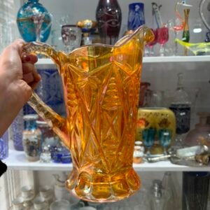 Jarra con 6 vasos carnival glass