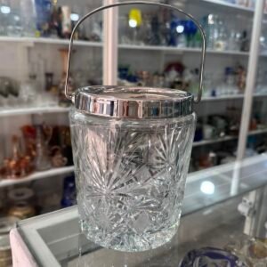 Hielera de cristal súper tallado con platería grande