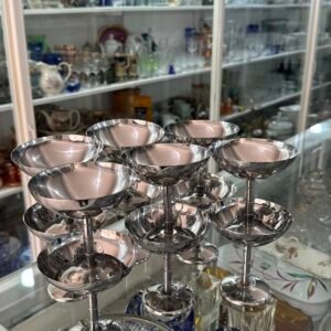 Juego de 12 copas para brindis o postre metalicas