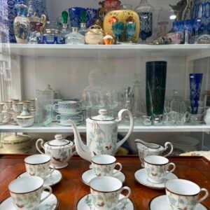 Juego de café porcelana tsuji pintado a mano con oro
