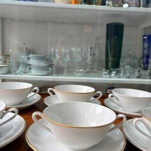 Juego de 6 consomeras de porcelana con oro