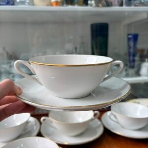 Juego de 5 consomeras porcelana con oro