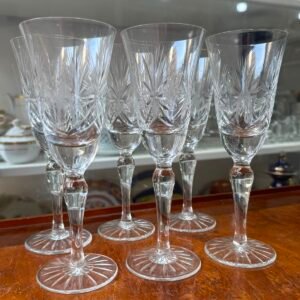 Juego de 6 copas de cristal súper tallado para agua o vino