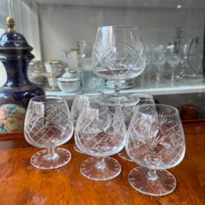 Juego de 6 copas de cristal súper tallado para cognac