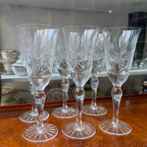 Juego de 6 copas de cristal súper tallado para agua o vino