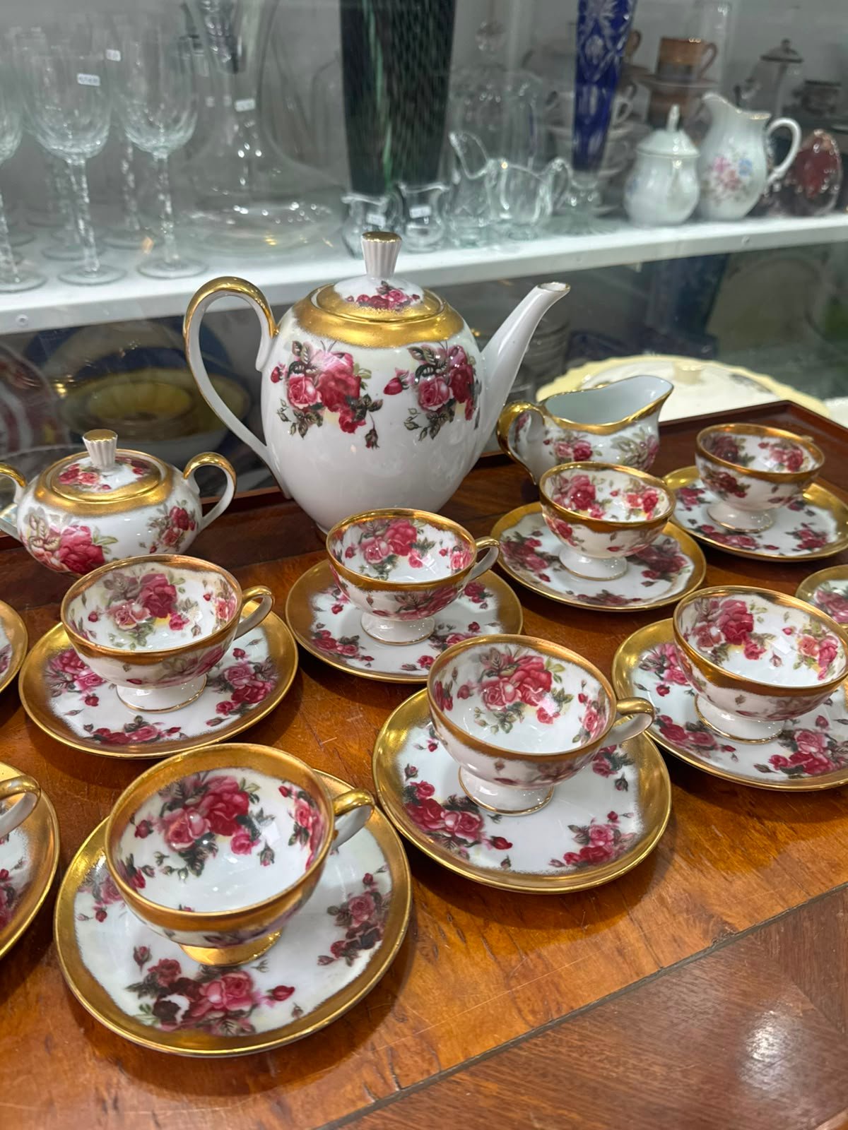 Juego de café porcelana tsuji pintado a mano con oro - Imagen 10