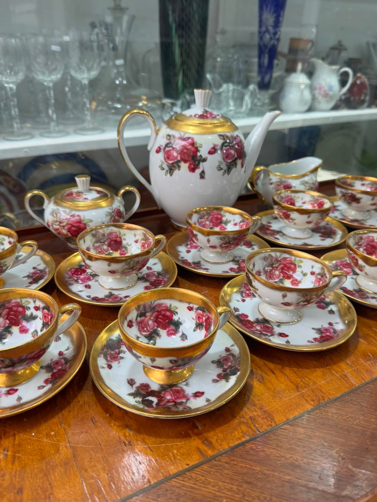 Juego de café porcelana tsuji pintado a mano con oro - Imagen 11