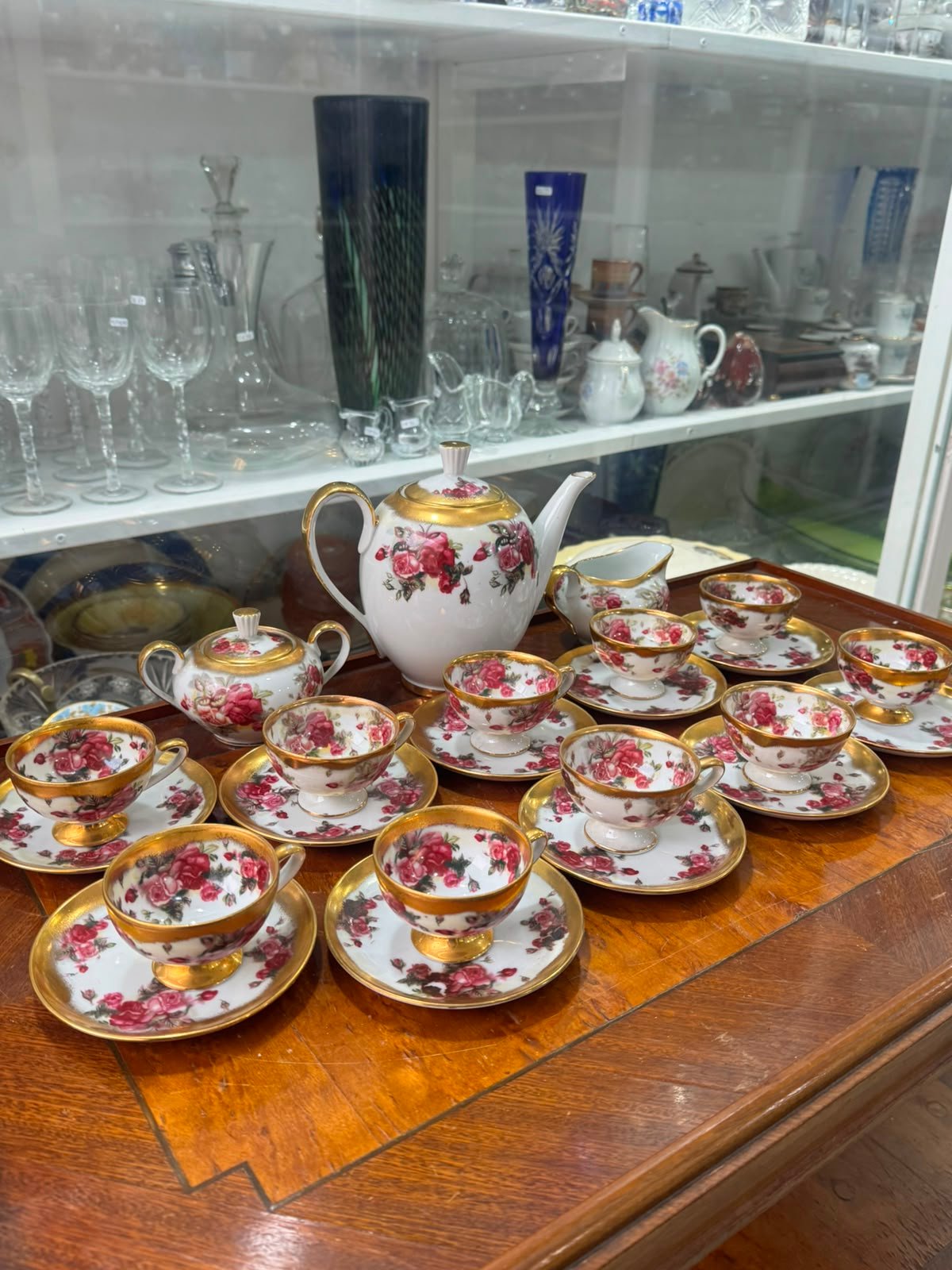 Juego de café porcelana tsuji pintado a mano con oro - Imagen 13