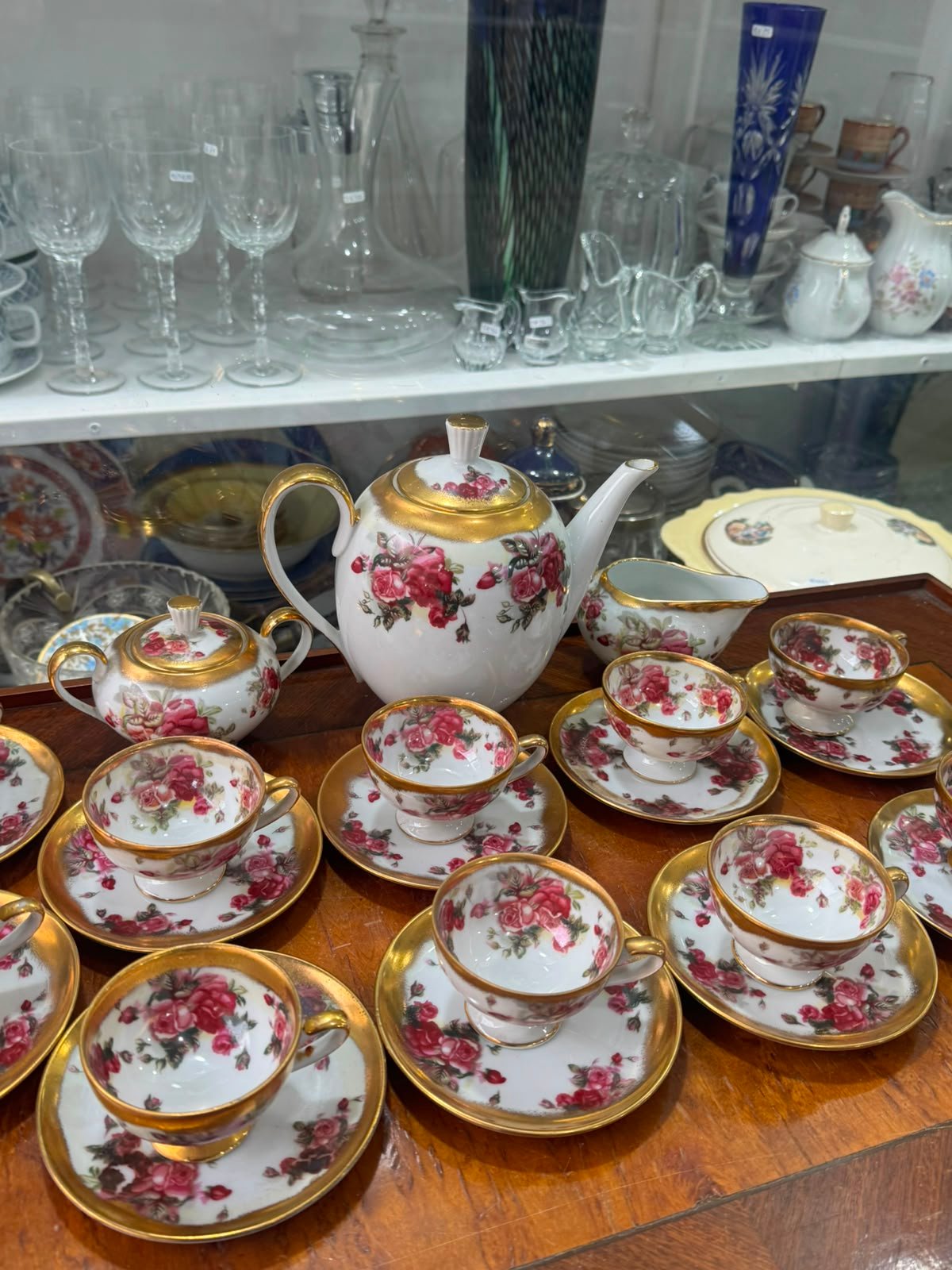 Juego de café porcelana tsuji pintado a mano con oro - Imagen 5