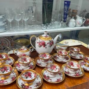 Juego de café porcelana tsuji pintado a mano con oro