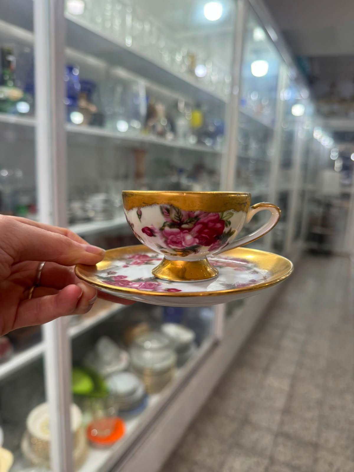 Juego de café porcelana tsuji pintado a mano con oro - Imagen 4