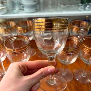 Juego de 10 copas de cristal con dorado