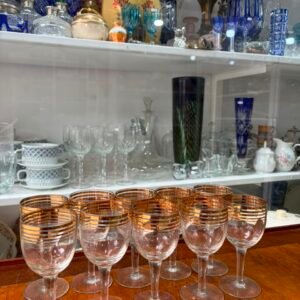Juego de 10 copas de cristal con dorado