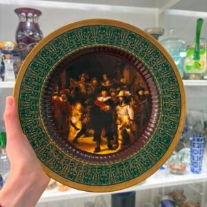 Plato porcelana tsuji pintado a mano con oro