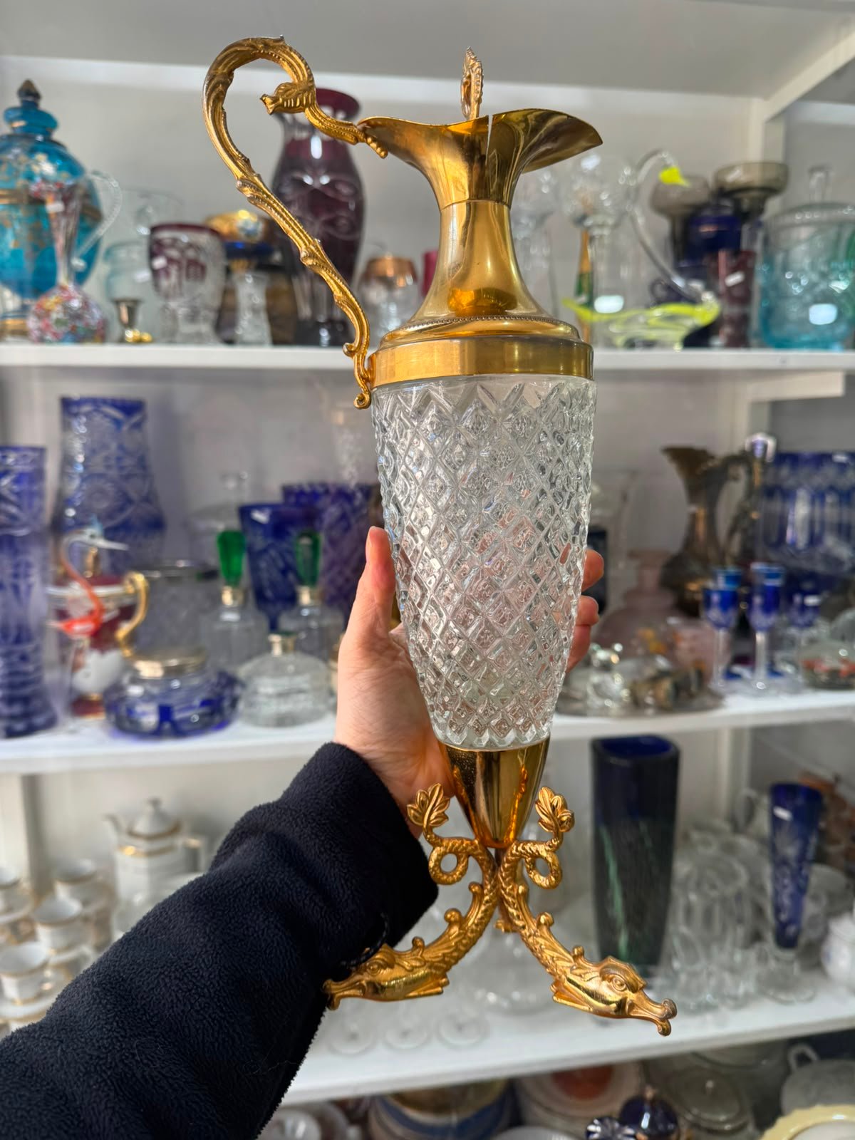 Jarra de cristal súper tallado con bronce - Imagen 4