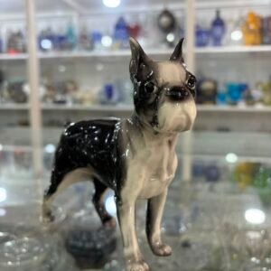 Figura perro Boston Terrier de porcelana